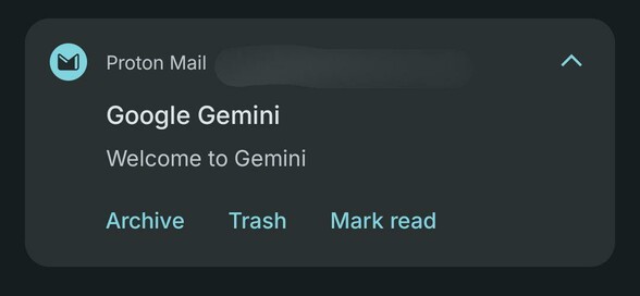 Email notification, from Google, it says "Welcome to Gemini"