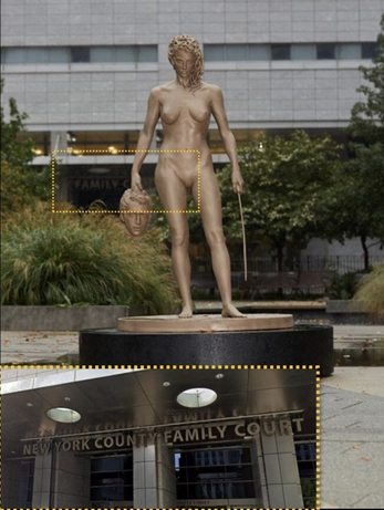 An actual statue in front of a US family court